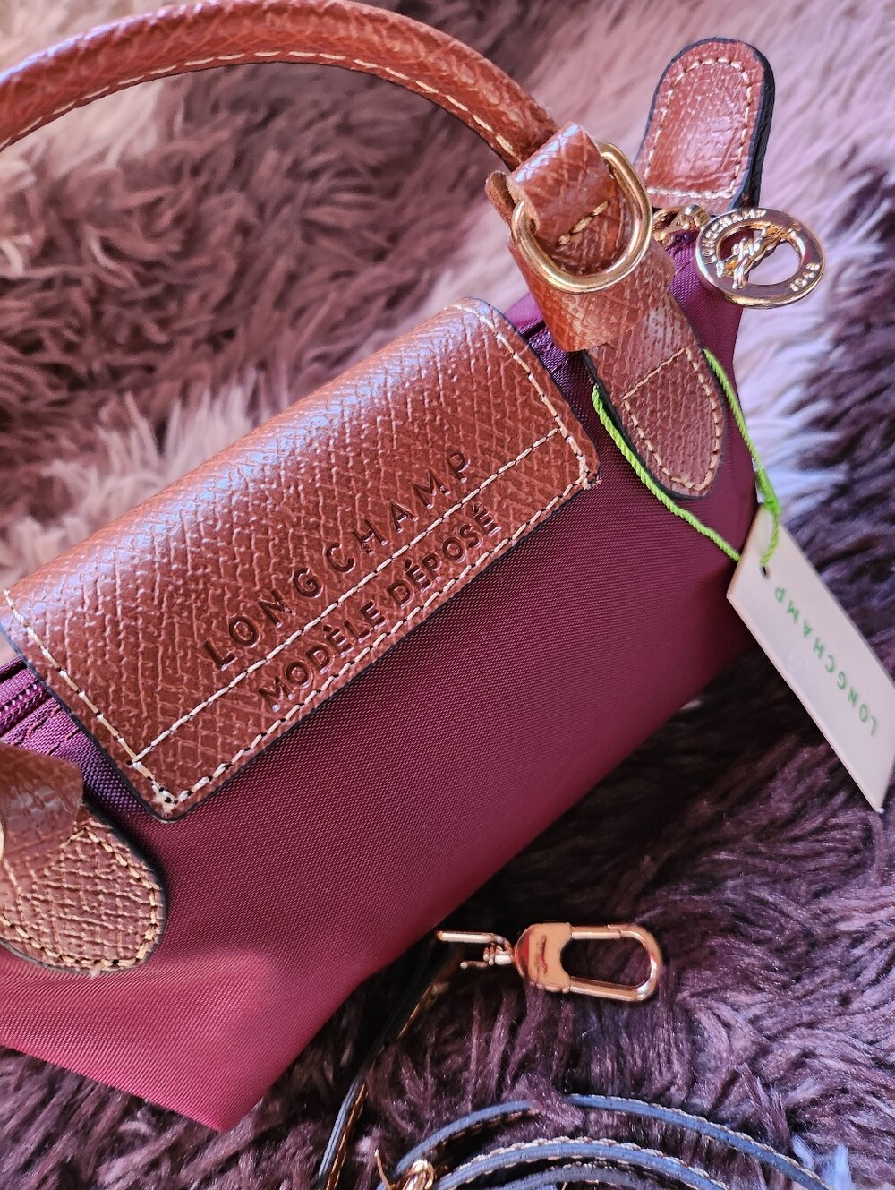 Longchamp Burgundy Mini Bag with Removable Strap NWT - Picture 4 of 5